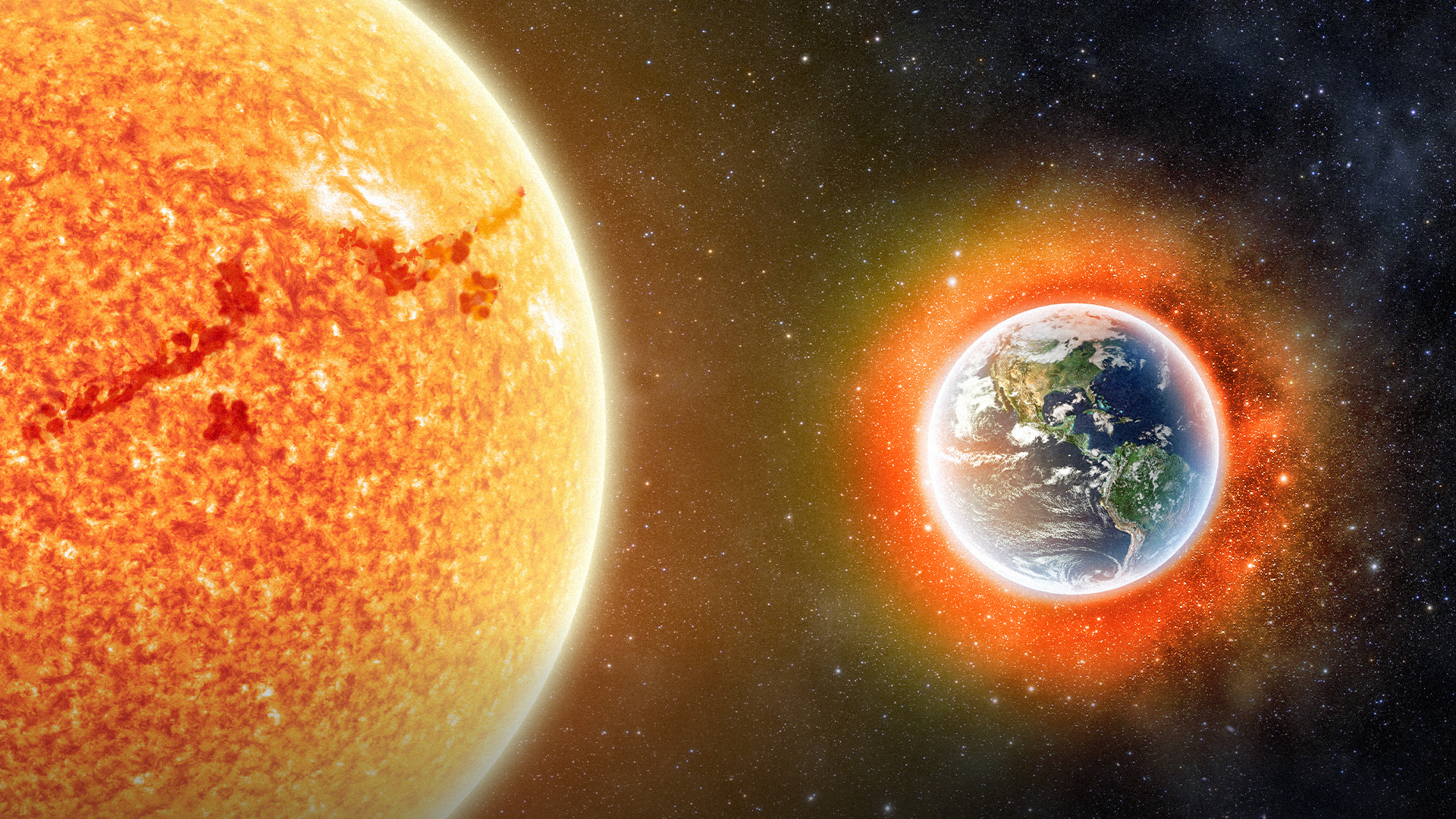 صورة الشمس تشتكي من ارتفاع درجة حرارة الأرض