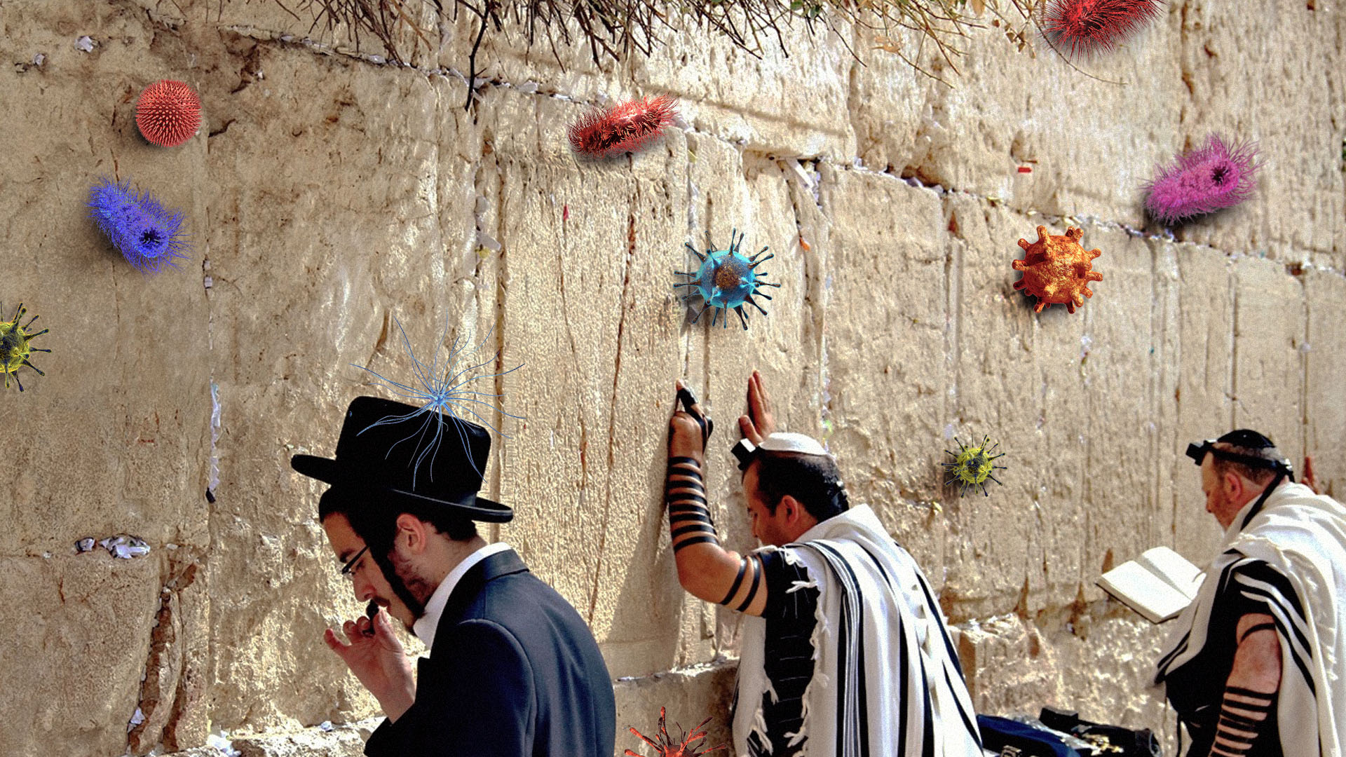 صورة مسيرة بكتيريا تقتحم حائط المبكى لأحقيتها فيه قبل الإسرائيليين