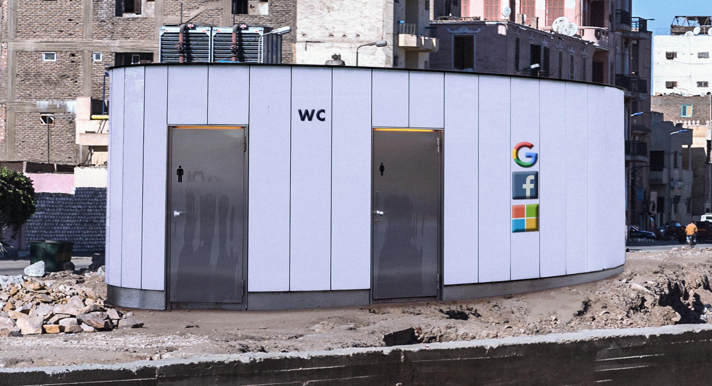 صورة فيسبوك وغوغل ومايكروسوفت يشتركون ببناء مراحيض عامة في الدول النامية تعويضاً عن الضرائب