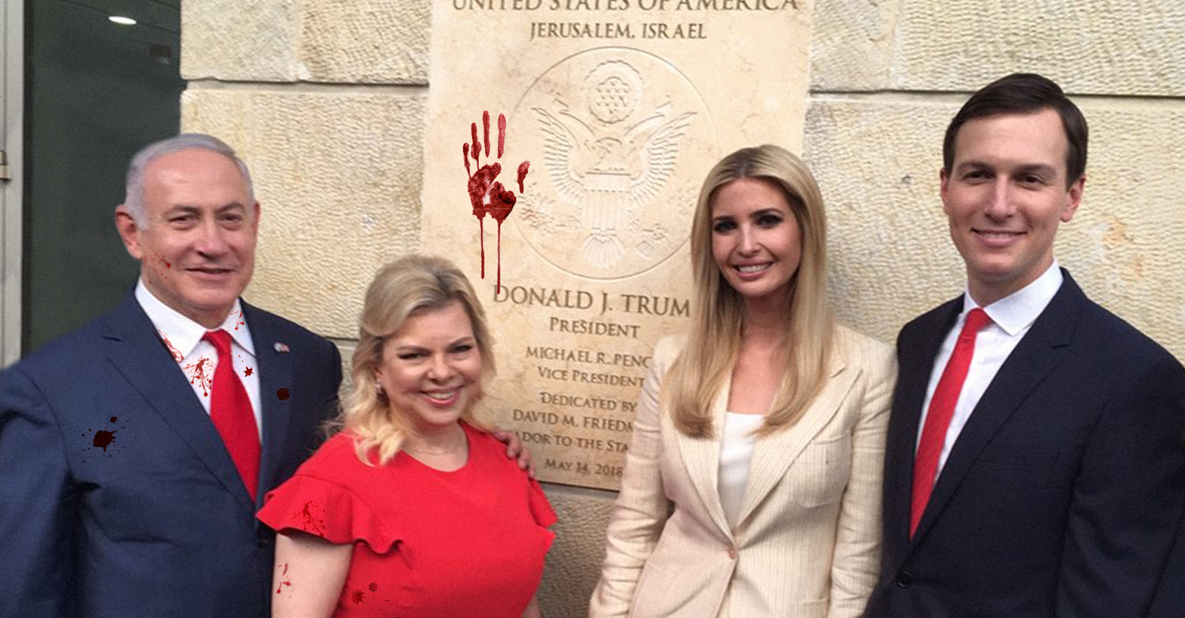 صورة إسرائيل تضحّي بثلاثةٍ وستّين قرباناً فلسطينيّاً احتفالاً بافتتاح السفارة الأمريكيّة في القدس