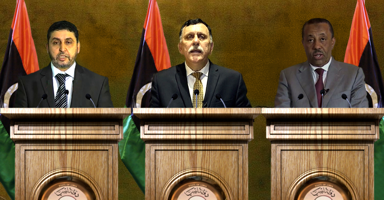 صورة الحكومات الليبية تؤكد على وحدة ليبيا بدلالة عدم وجود حكومة رابعة أو خامسة