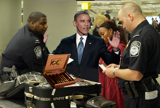 صورة الجمارك الأمريكية تحبط محاولة الرئيس أوباما تهريب ٤ علب من السيجار الكوبي